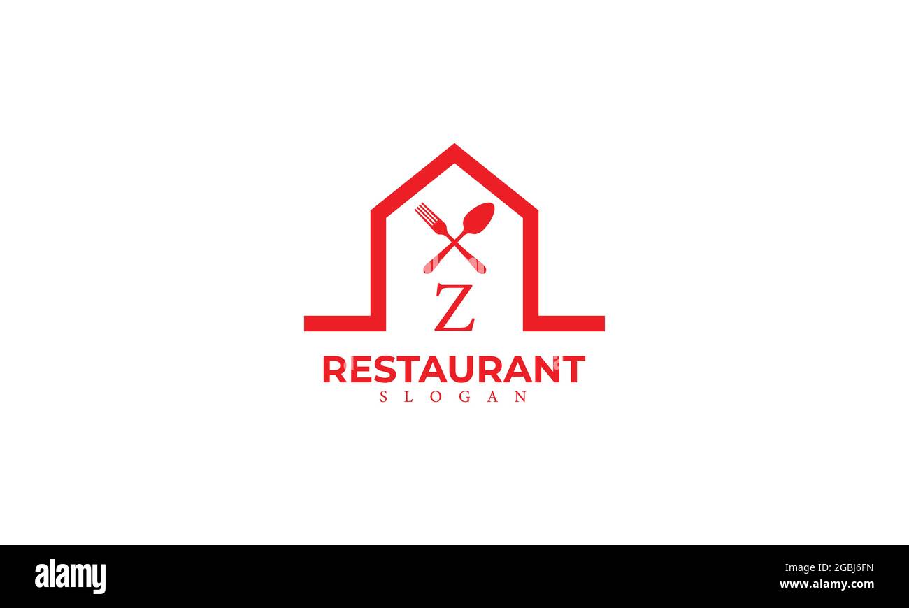 Alphabet Z Restaurant Monogram Vector Logo Template, Letter Z Food Logo with Spoon and Fork Icon Stock Vector
