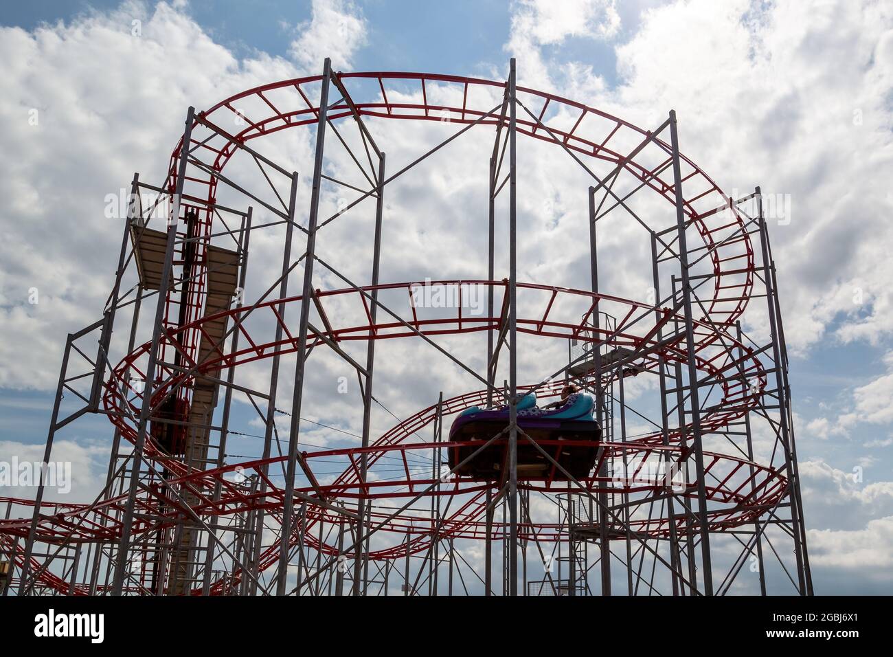 An old style roller coaster at the seaside in Southsea, Portsmouth, taken  from Clarence pier Stock Photo - Alamy