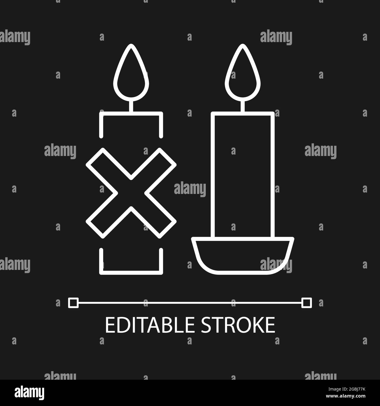 Use candleholder white linear manual label icon for dark theme Stock Vector