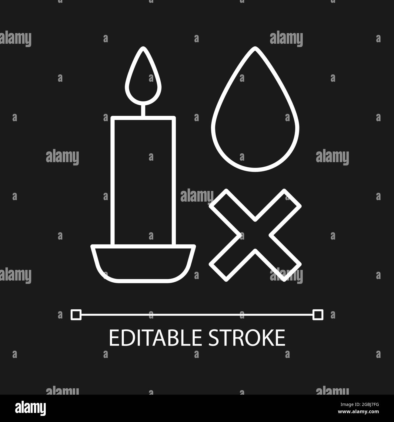 Put out candle correctly white linear manual label icon for dark theme