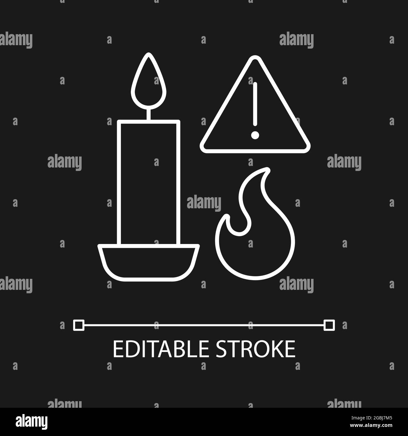 Fire danger from candles white linear manual label icon for dark theme Stock Vector Image & Art