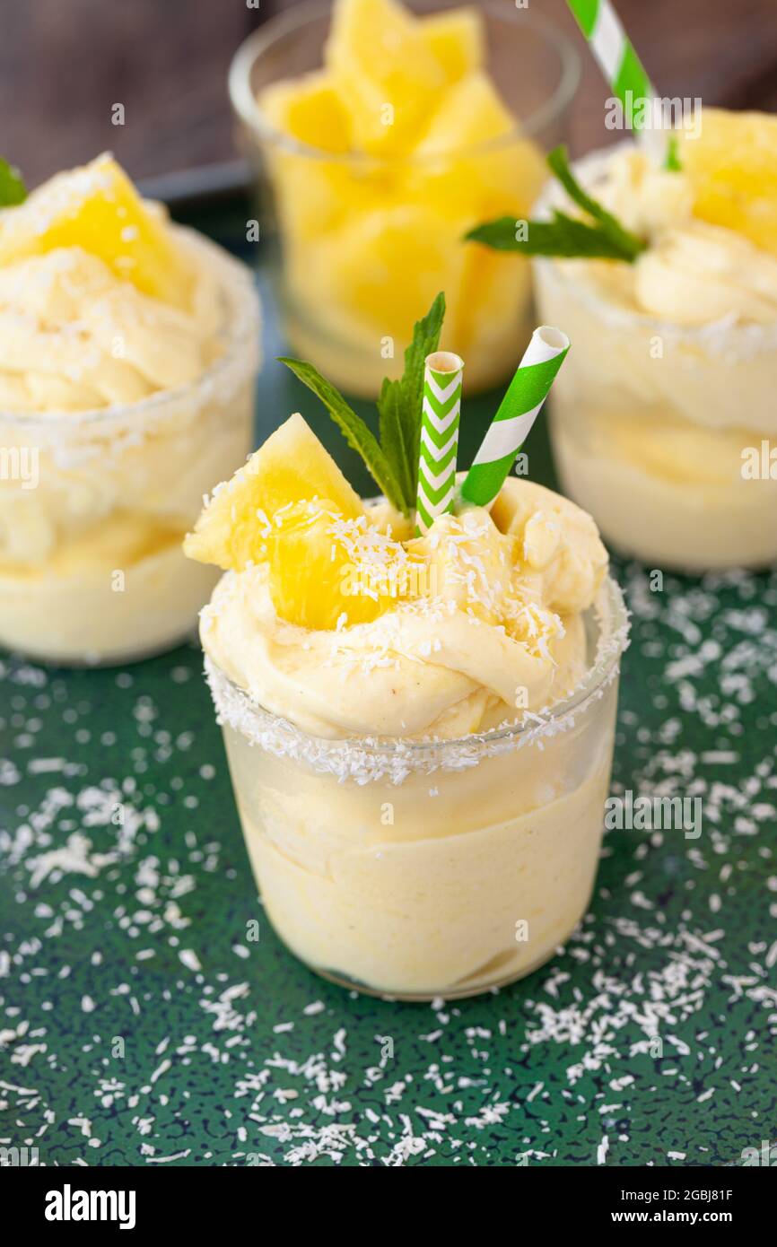 Pineapple Soft Serve Ice Cream Stock Photo