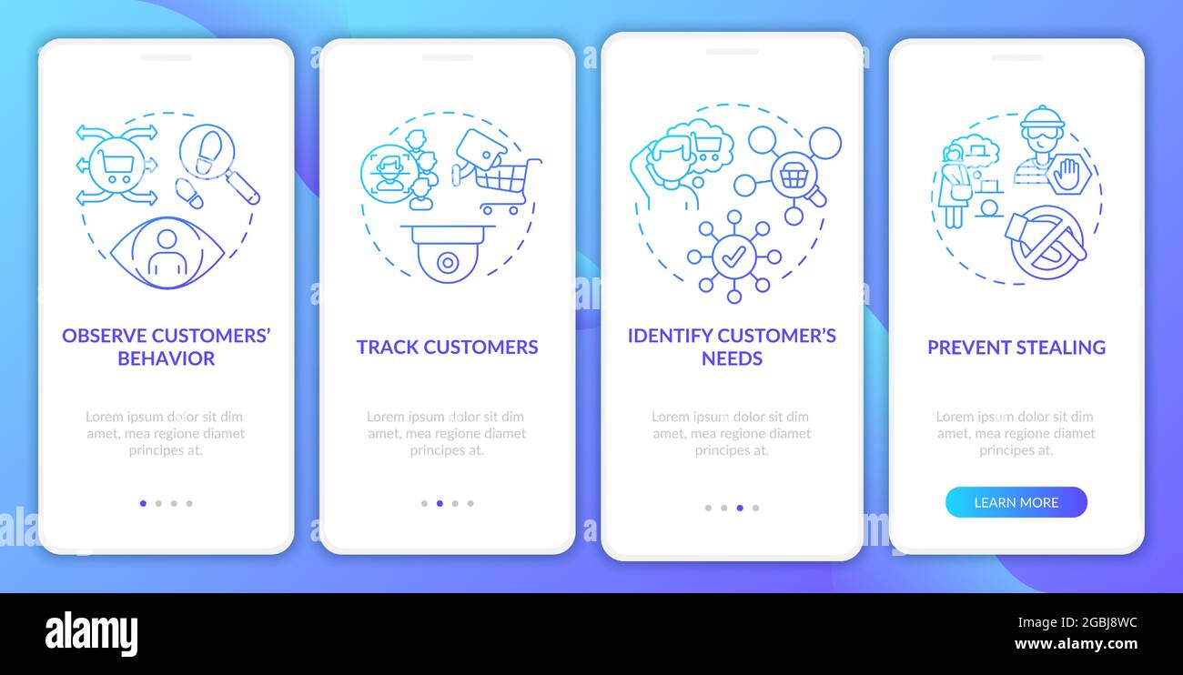 Identify customers needs onboarding mobile app page screen Stock Vector