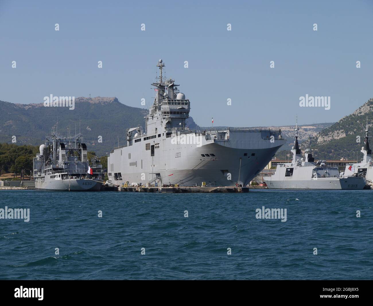 French military naval forces in the port of Toulon, south of France