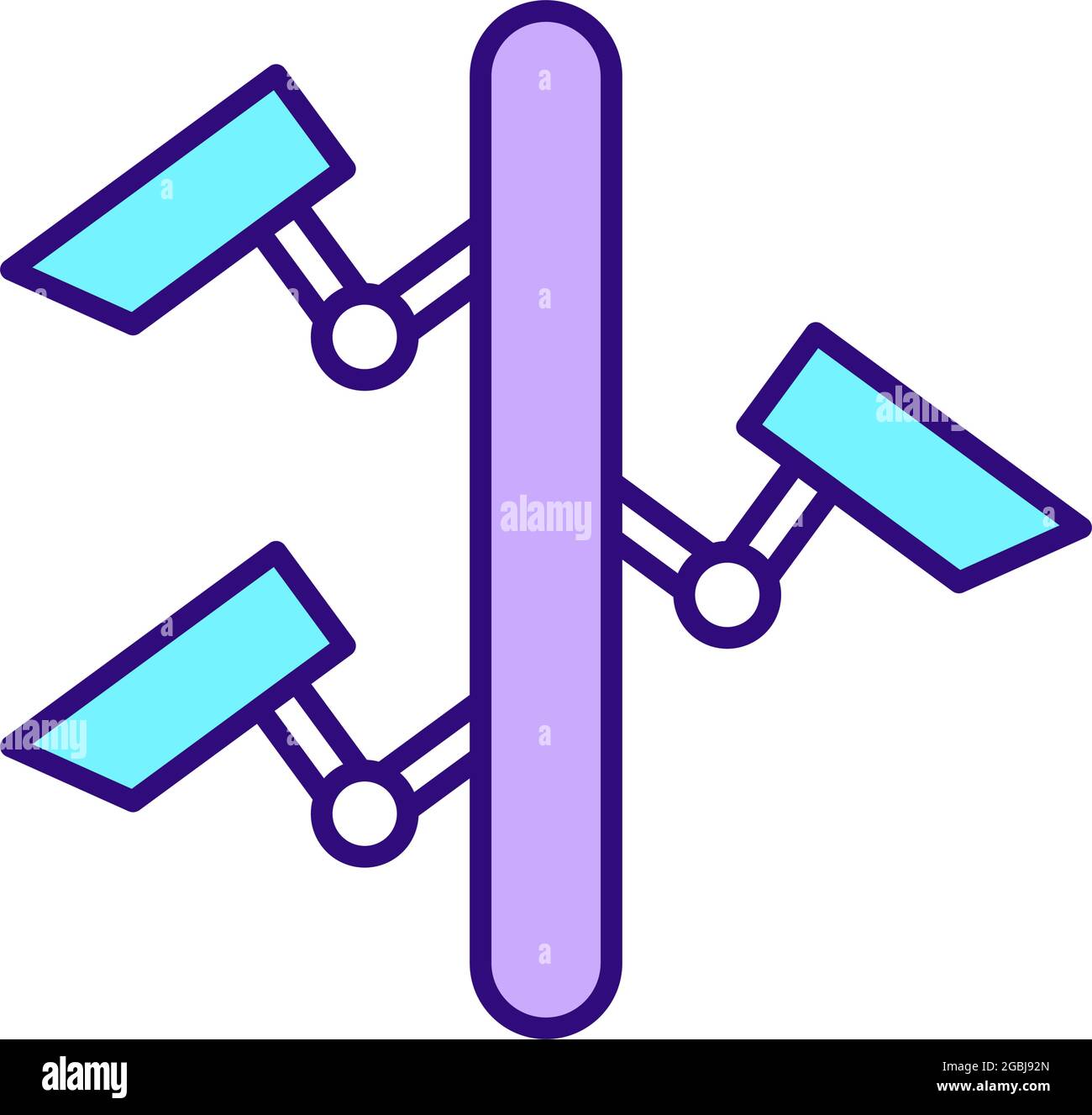 Visible security cameras RGB color icon Stock Vector
