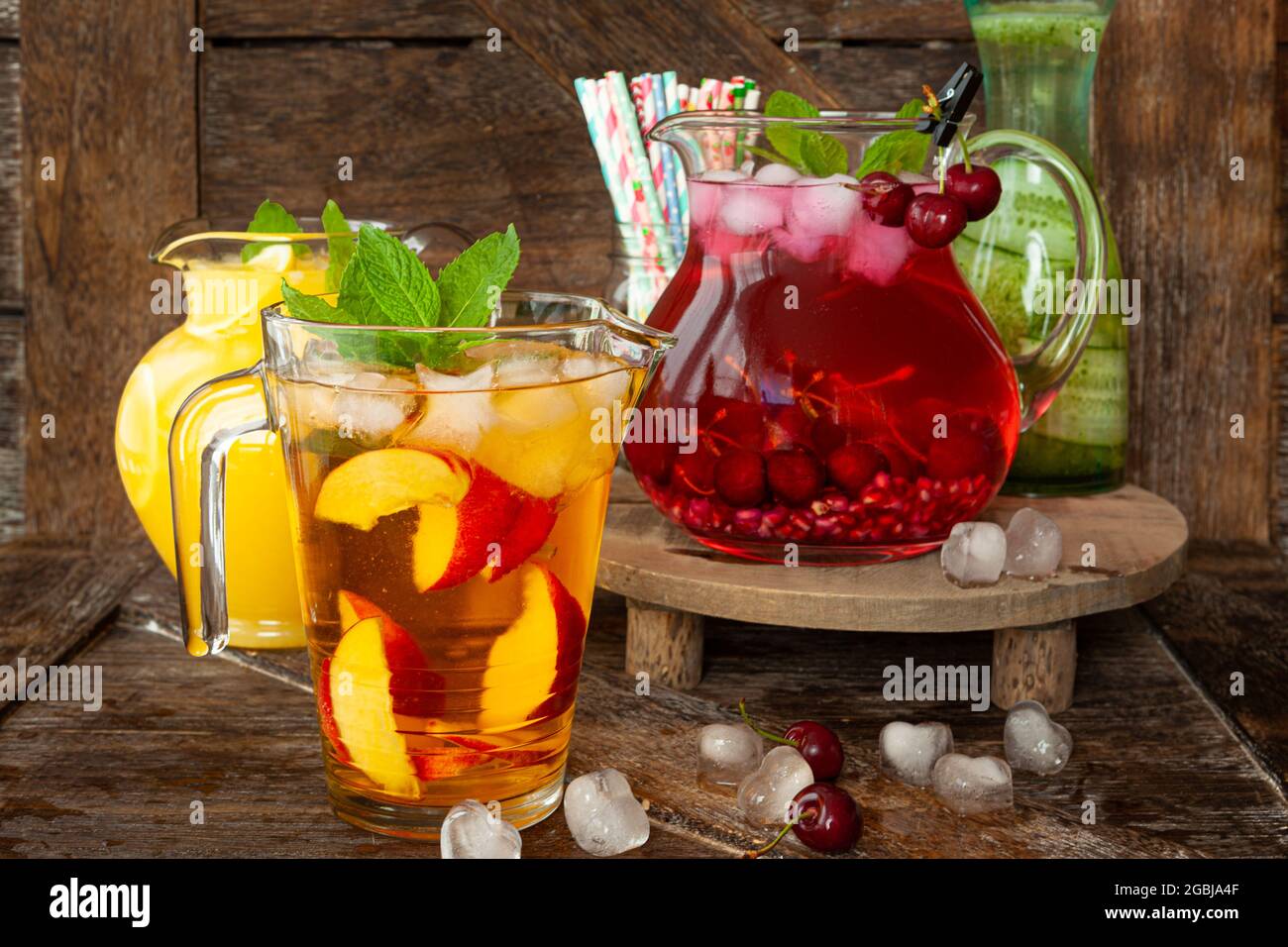 Ice Cold Beverages With Fresh Fruits Stock Photo Alamy
