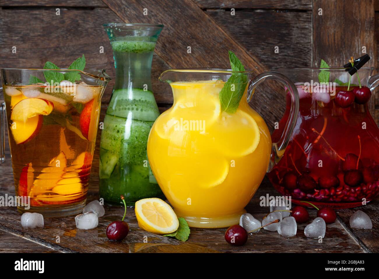 Ice Cold Beverages With Fresh Fruits Stock Photo Alamy