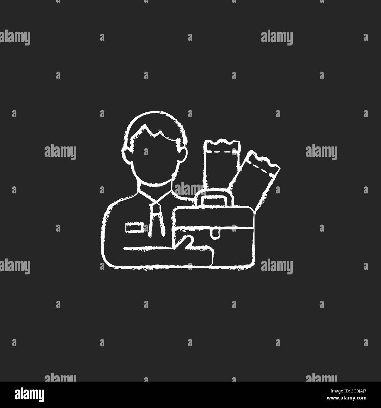 Lottery agent chalk white icon on dark background Stock Vector