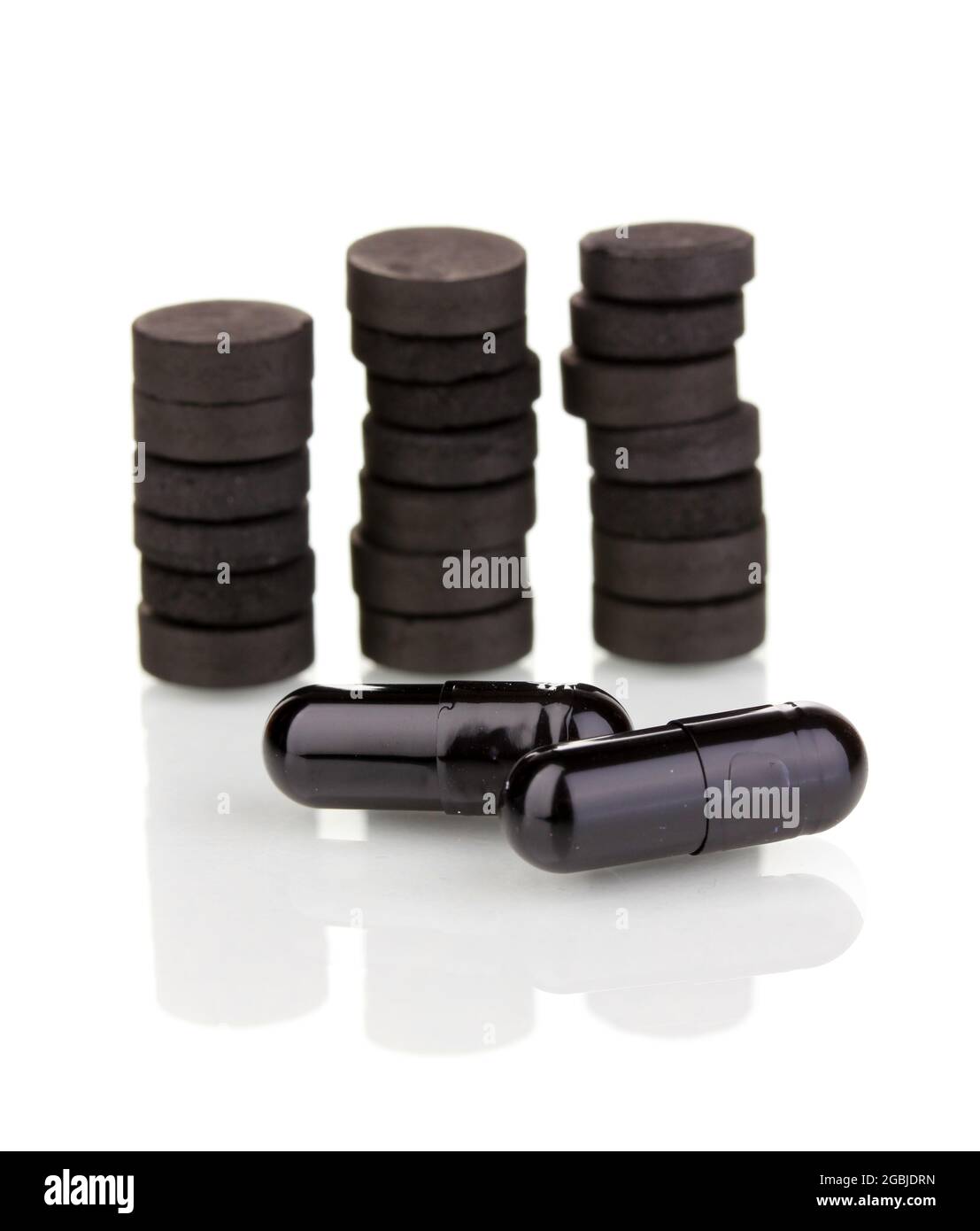 activated carbon in tablets isolated on white Stock Photo Alamy
