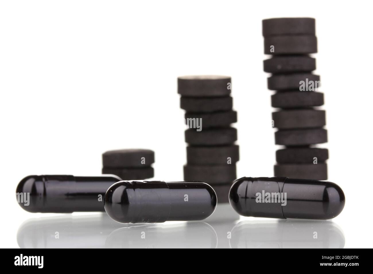 activated carbon in tablets isolated on white Stock Photo Alamy