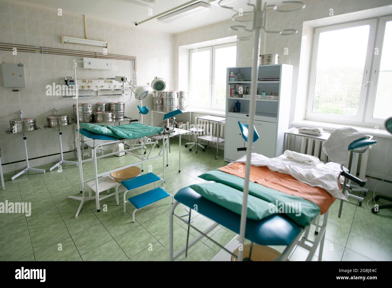 Belarus, the city of Gomil, May 31, 2021. City Hospital. The empty ward of the maternity hospital. Stock Photo
