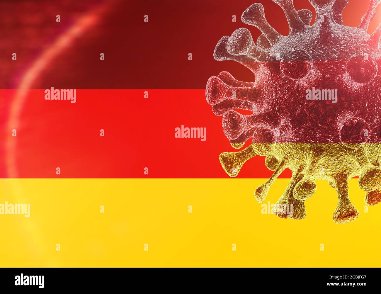 Germany Flag With Corona Virus Virus Background With 3D Created Viruses Outbreak Of The Lung Disease Covid 19 In Germany Cell Stock Photo
