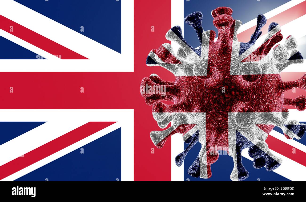 Vereinigtes Königreich England Flagge Mit Coronavirus Virus Hintergrund Mit 3D Erstellt Viren Covid 19 Lungenkrankheit Ausbruch Im Vereinigten Königre Stock Photo