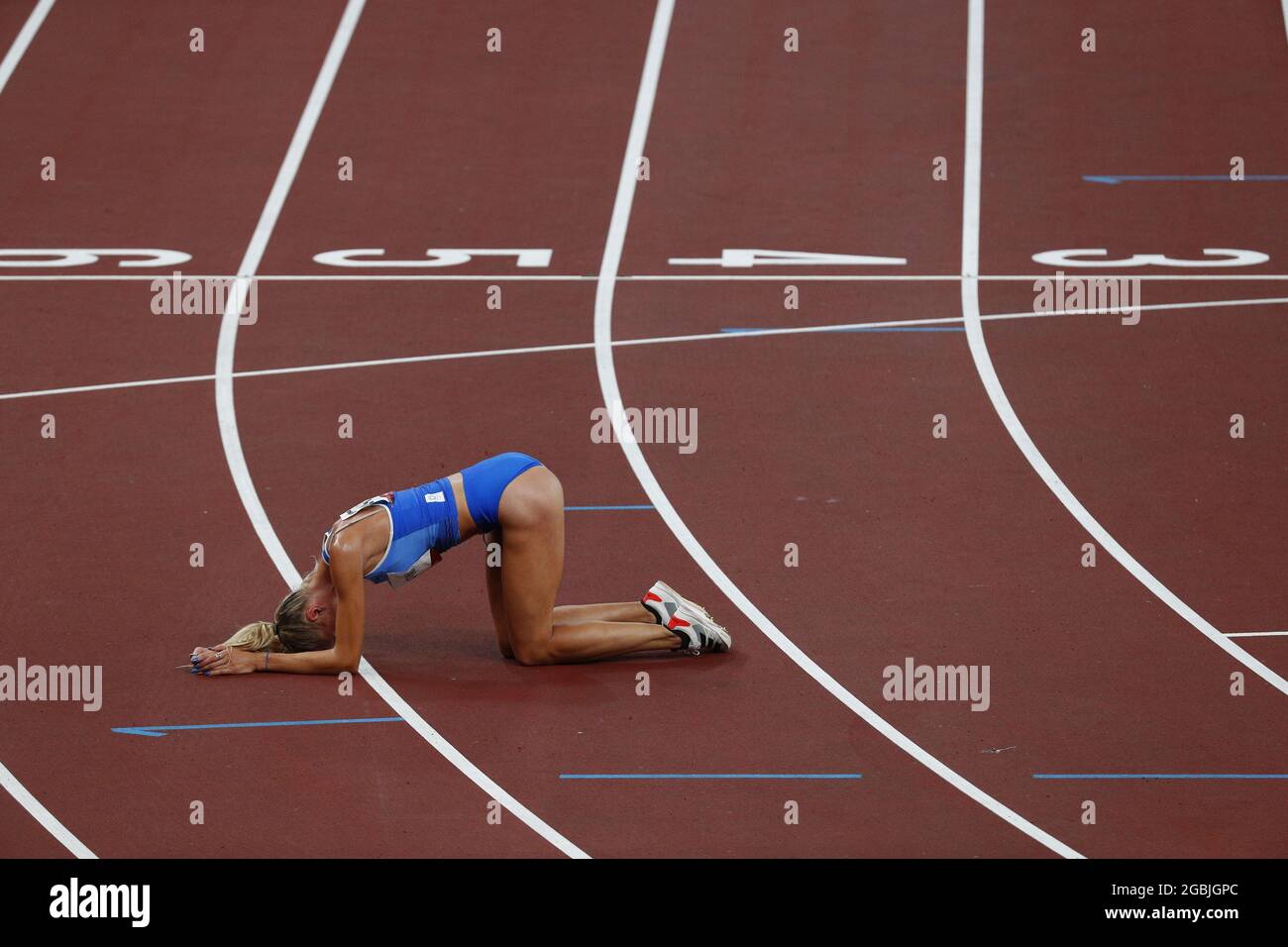 Tokyo Japan 04th Aug 21 Gaia Sabbatini Of Italy Reacts On The Track After Competing In The Women S 1500m Semi Final At The Tokyo Summer Olympic Games In Tokyo Japan On Wednesday