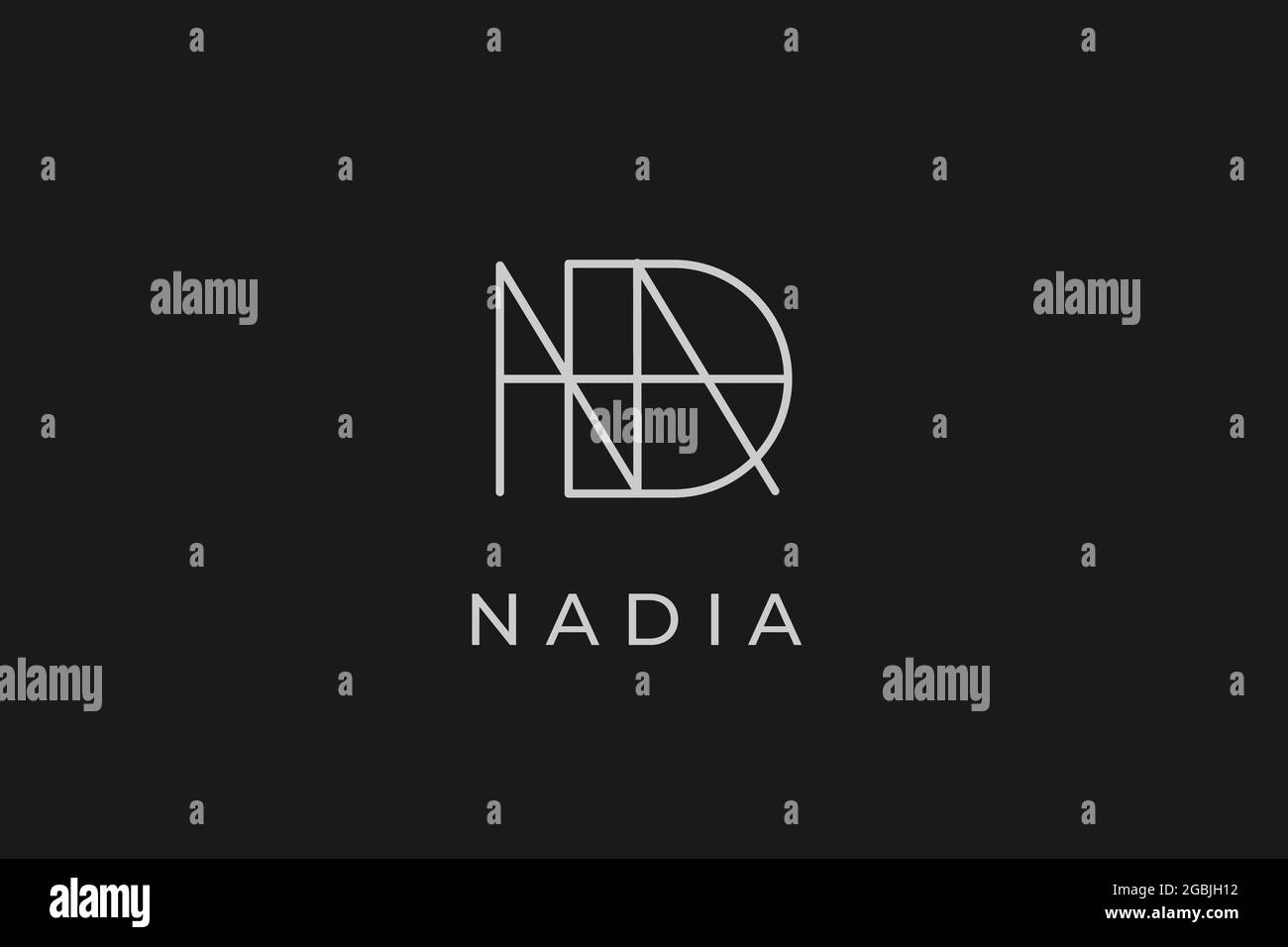 logo name Nadia, usable logo design for private logo, business name card web icon, social media icon Stock Vector