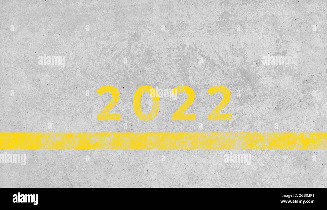 2022 number painted on grunge concrete background. New year concept Stock Photo