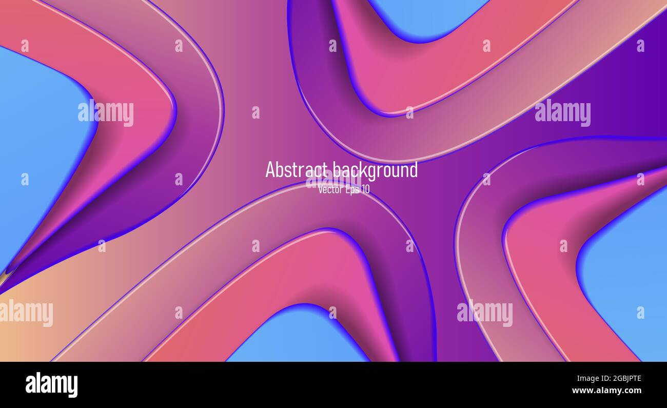 Abstract background with 3d fluid shapes top view in layers, pink and ...