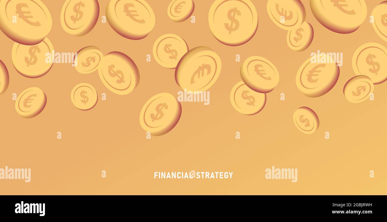 Euro Coins Raining Business background with golden euro coins falling like rain from the ...