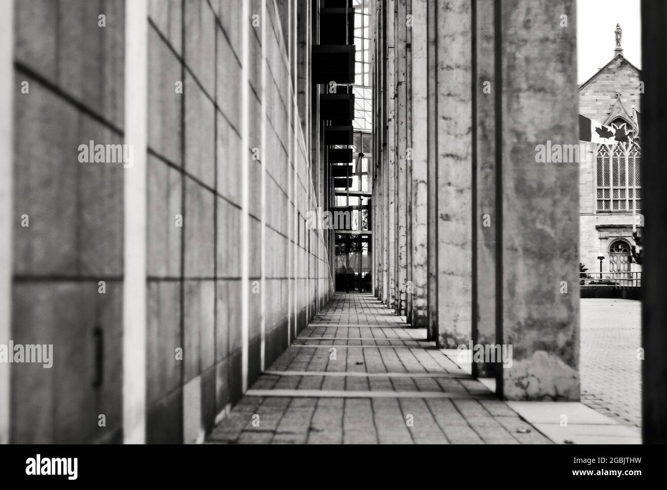 concrete building passage and pillars National Art Galley, Ottawa, On, Canada Stock Photo