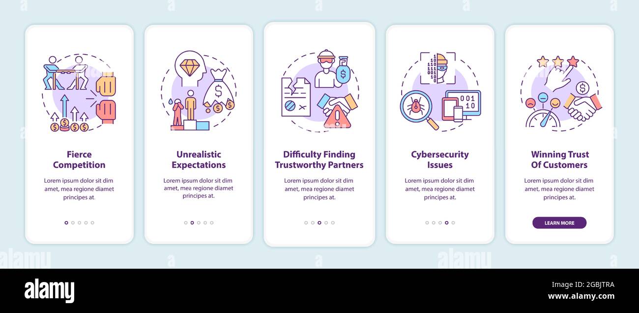 Challenges of launching startup onboarding mobile app page screen ...