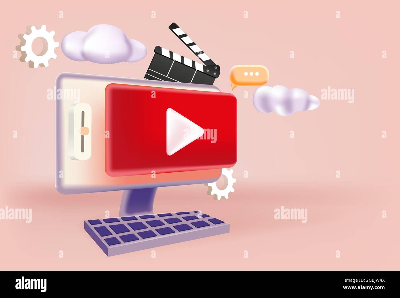 Video content creation. 3D vector illustration. Online advertising. Stock Vector