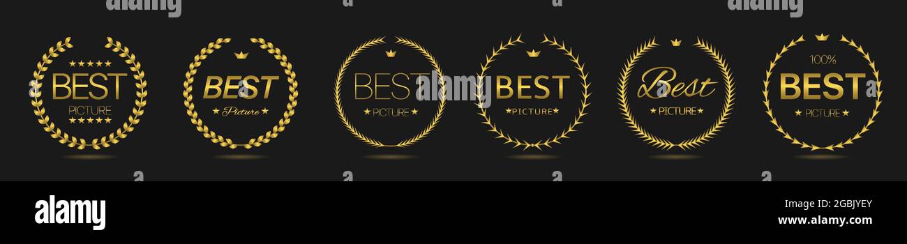 Best picture Golden laurel wreath label set Stock Vector Image & Art ...