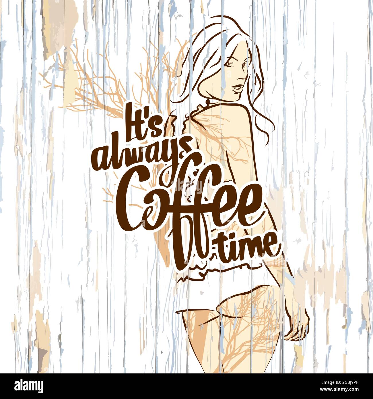 Its always coffee time. Hand-drawn Vector sketch. Stock Vector