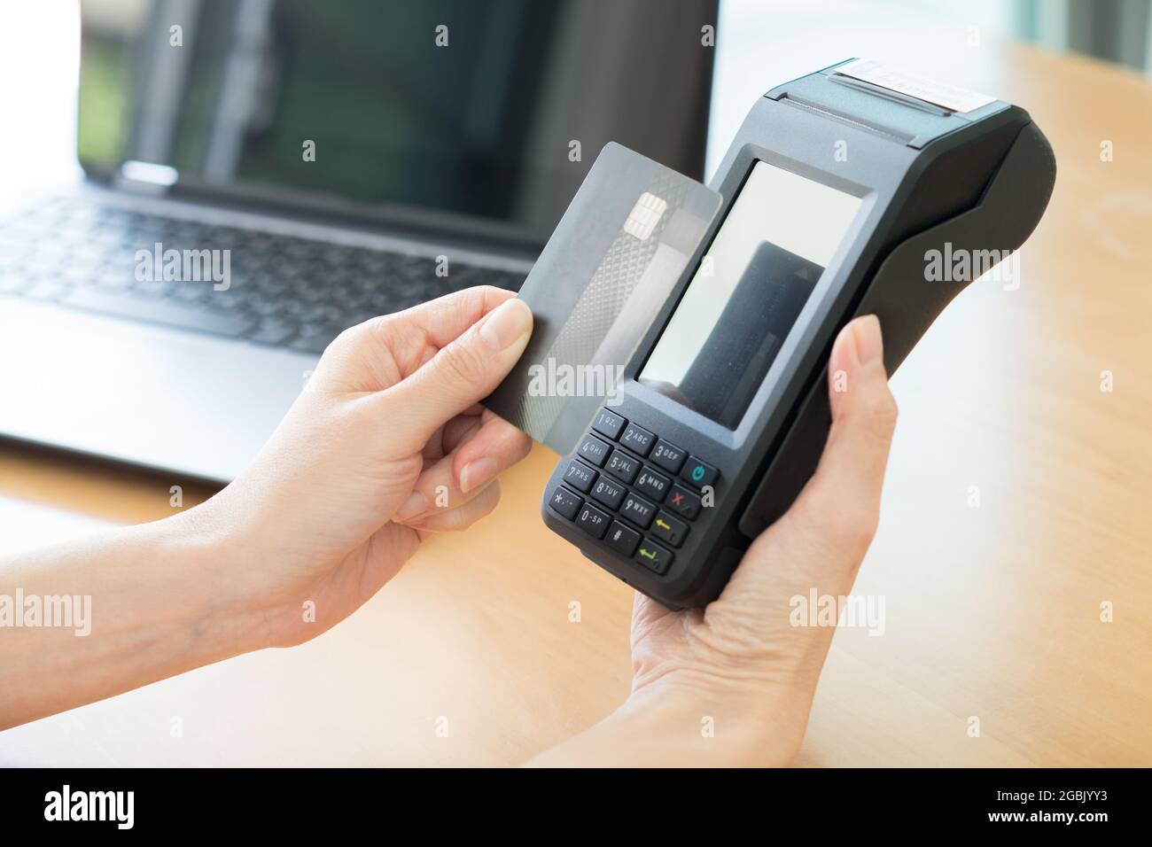 Contactless payment with credit card Stock Photo