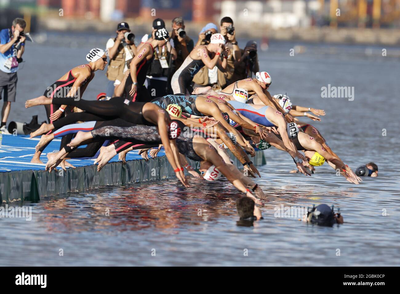 Start illustration during the Olympic Games Tokyo 2020, Marathon Swimming Women's 10km Final on August 4, 2021 at Odaiba Marine Park in Tokyo, Japan - Photo Takamitsu Mifune / Photo Kishimoto / DPPI Stock Photo