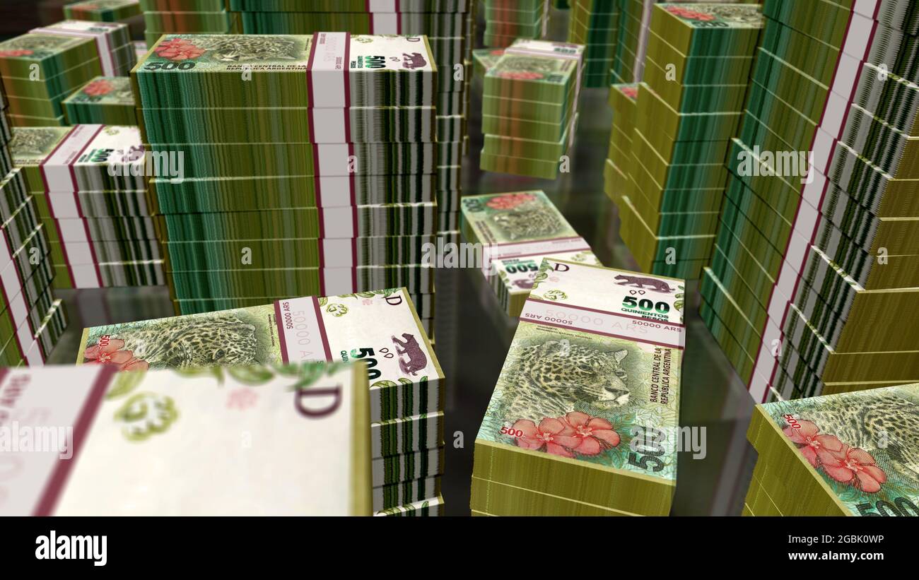 Argentina Peso money pack 3d illustration. ARS banknote bundle stacks ...