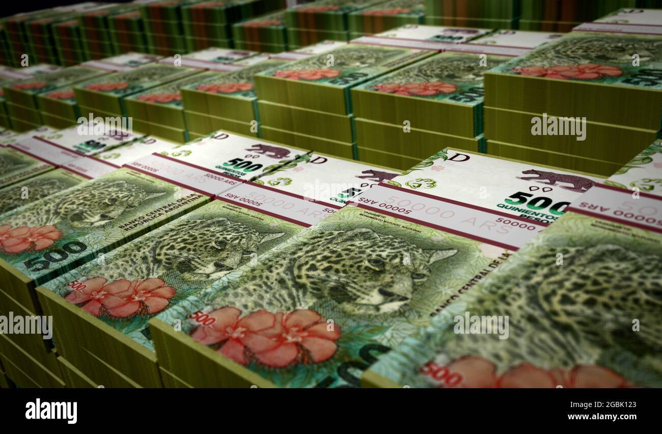 Argentina Peso money print 3d illustration. ARS banknote printing ...