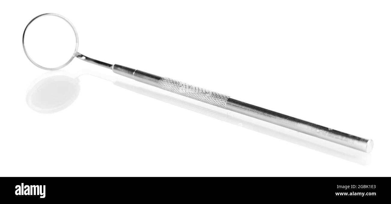 One dental mirror isolated on white Stock Photo Alamy