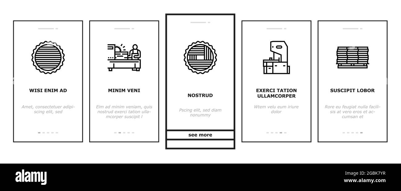 Sawmill Cut Service Onboarding Icons Set Vector Stock Vector Image ...