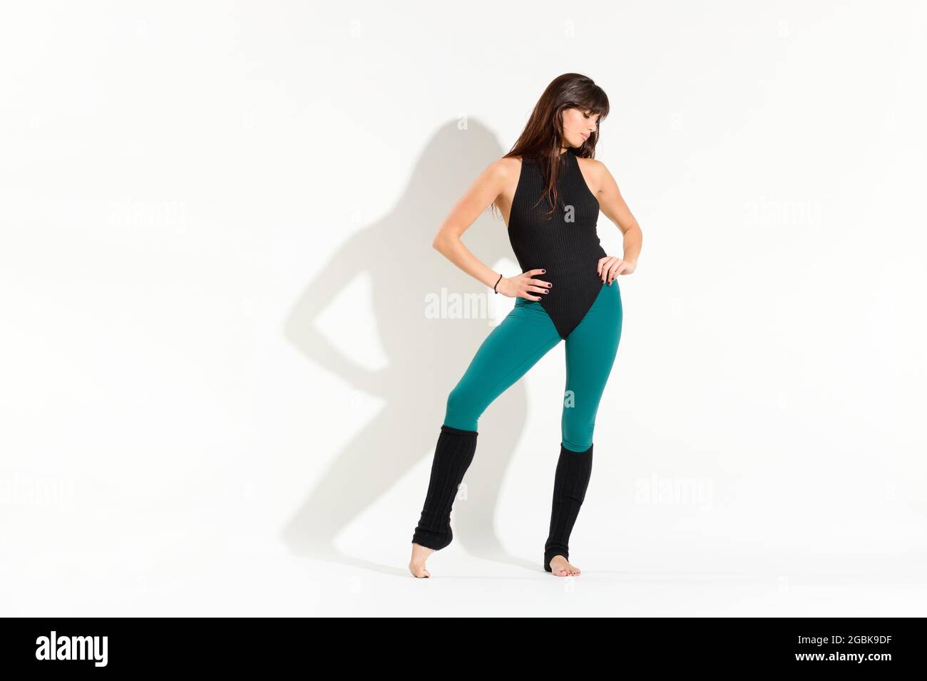 Sports outfit of the 80s/90s, shiny spandex leggings and leotard Stock  Photo - Alamy