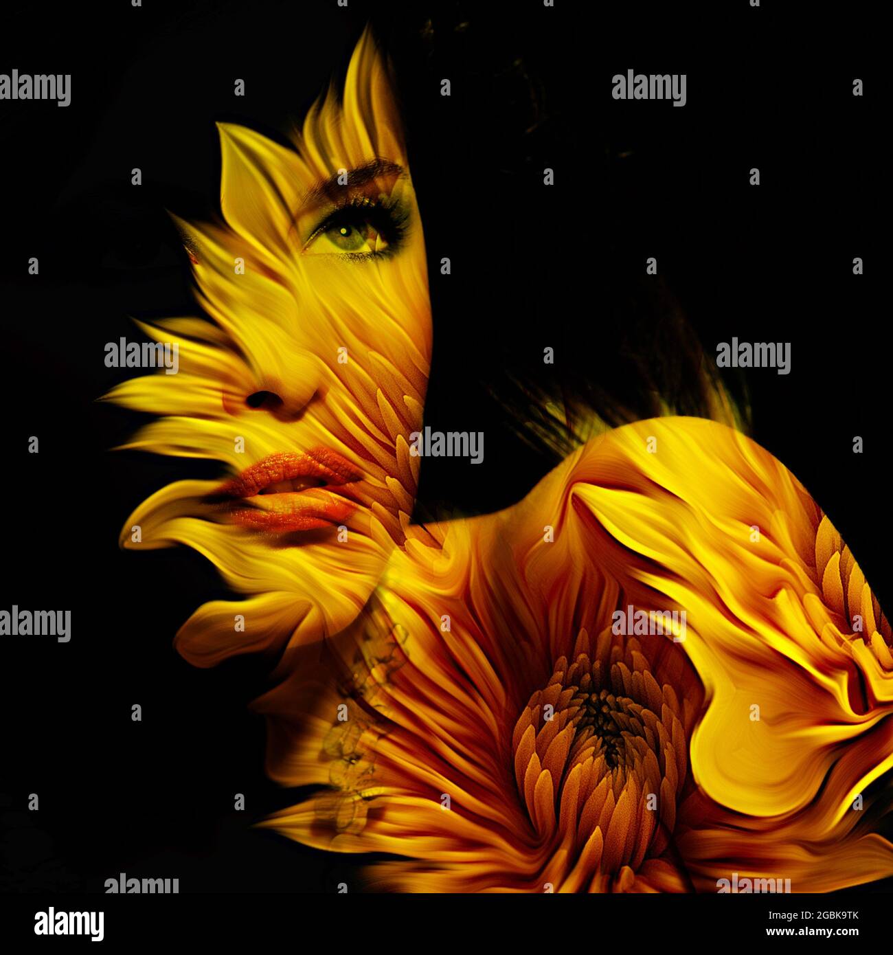 young beautiful woman fantasy portrait double exposure Stock Photo - Alamy