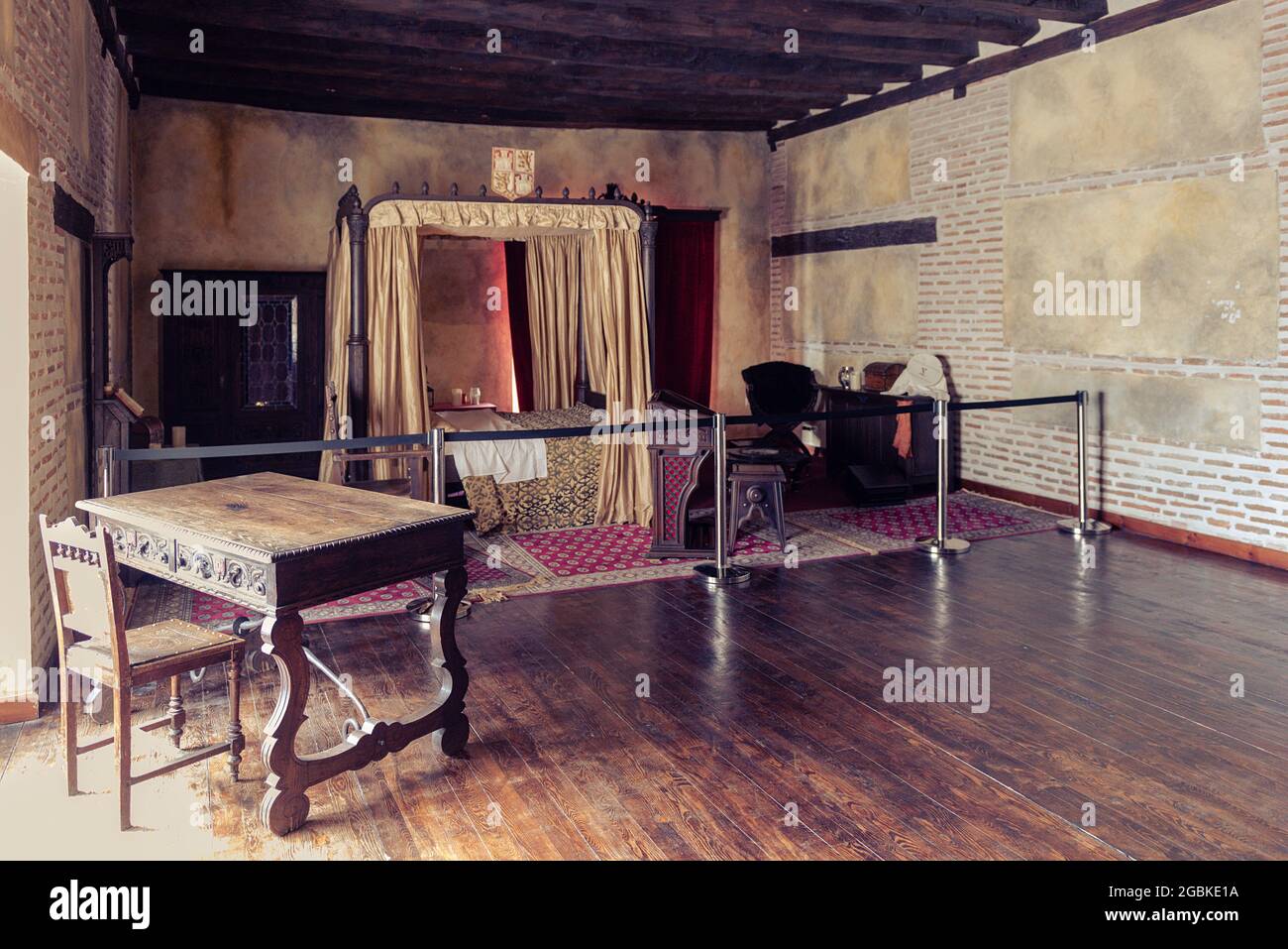 Medina del Campo, Valladolid, Spain; July 23, 2021: Reproduction of Elizabeth I's room in the palace where she died. Stock Photo