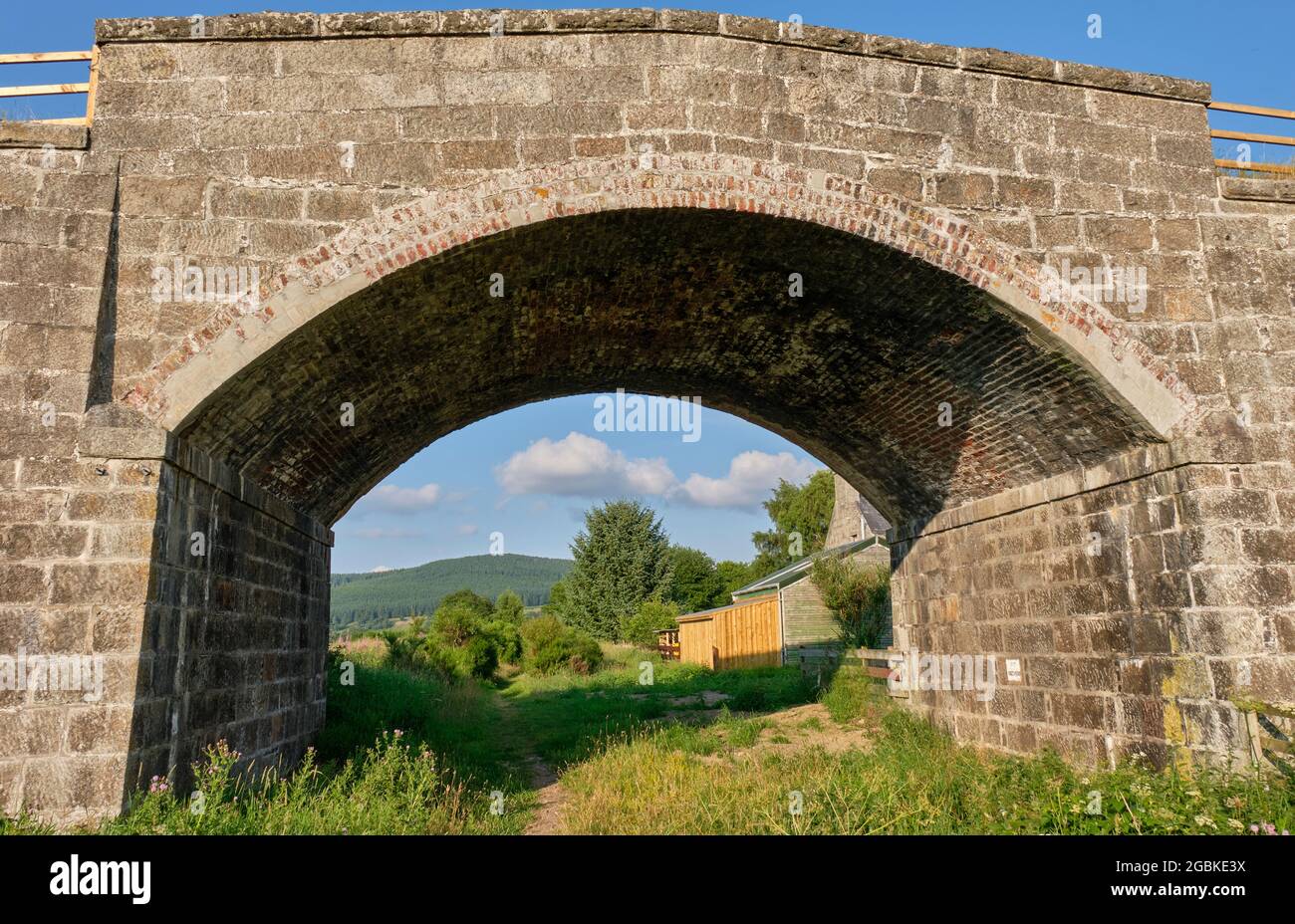 Bridge over the old Great North of Scotland railway line between Boat of Garten and Craigellachie, at Cromdale, near Grantown-on-Spey, Speyside, Scotl Stock Photo