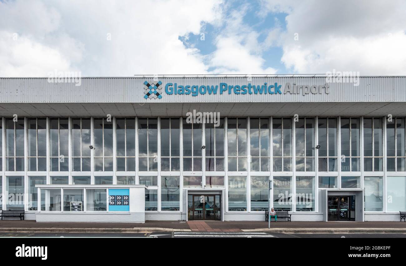 Exterior and doors to Glasgow Prestwick Airport, South Ayrshire, Scotland. Stock Photo