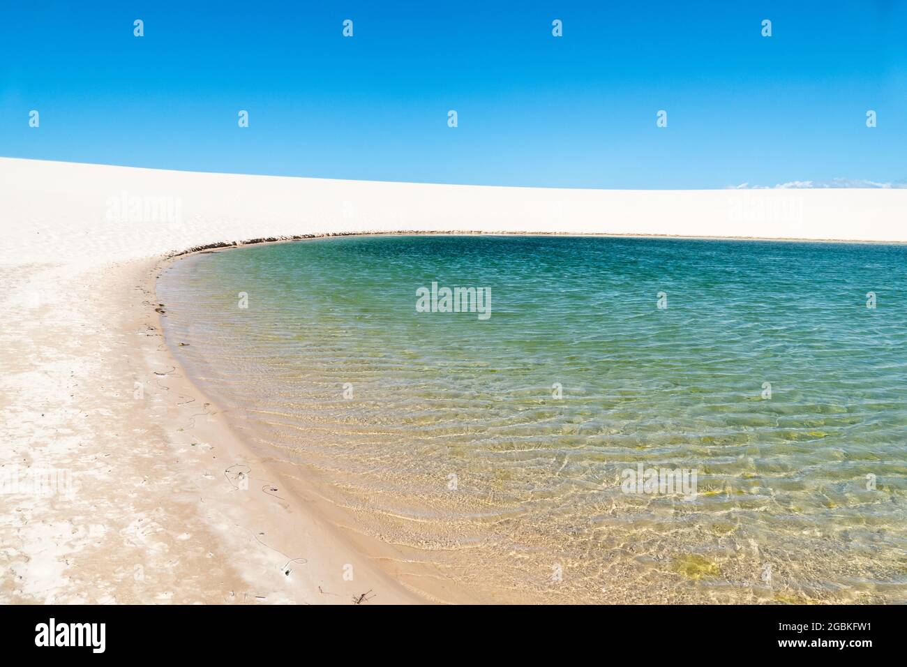 Sand Dunes and Lagoons in Lencois Maranhenses, Brazil Stock Photo