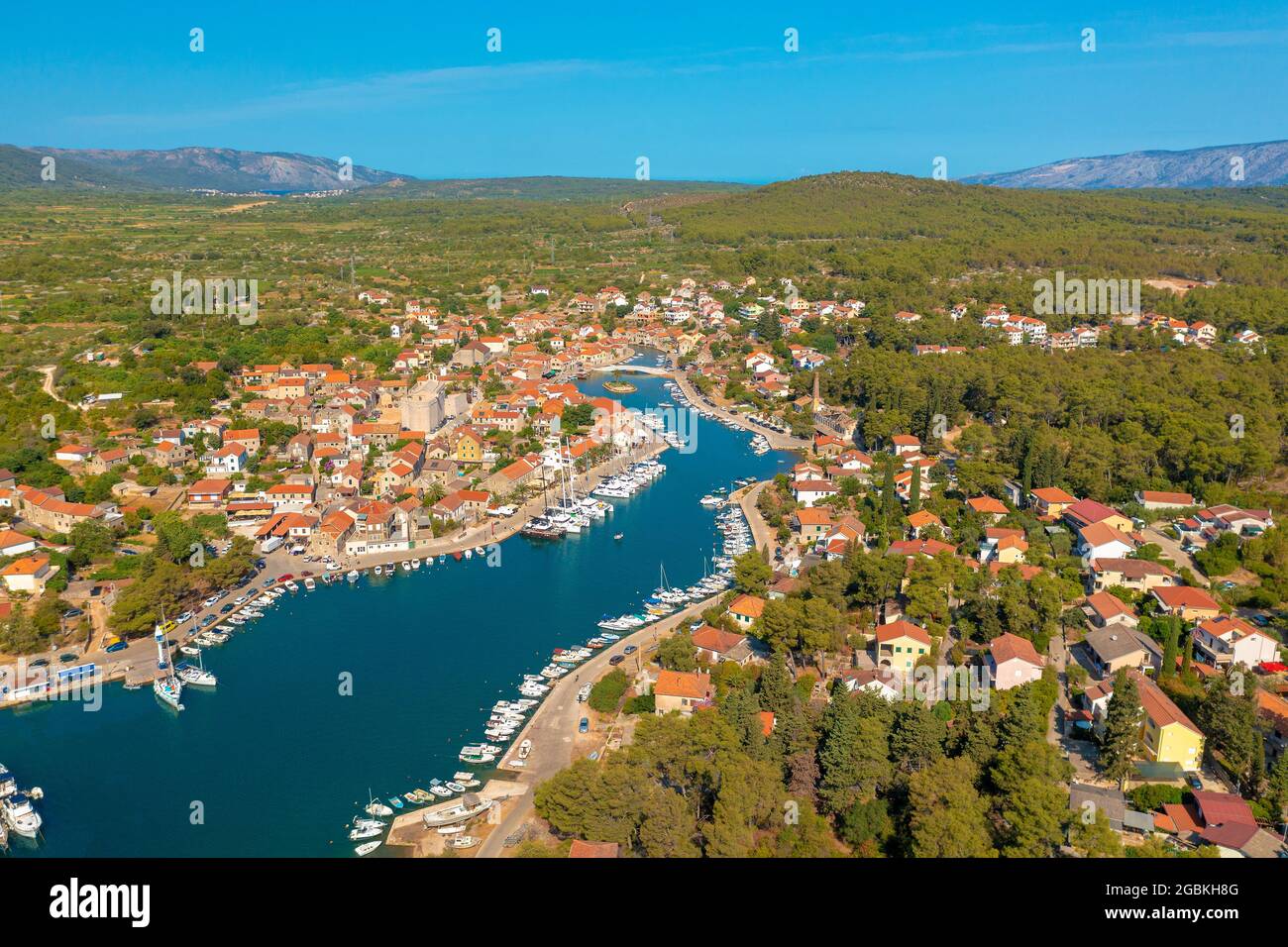 Aerial view of Vrboska town on Hvar island, Croatia Stock Photo - Alamy