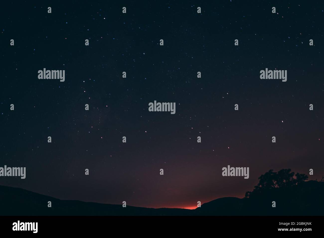 Beautiful scenery of the starry sky and a landscape at night Stock ...