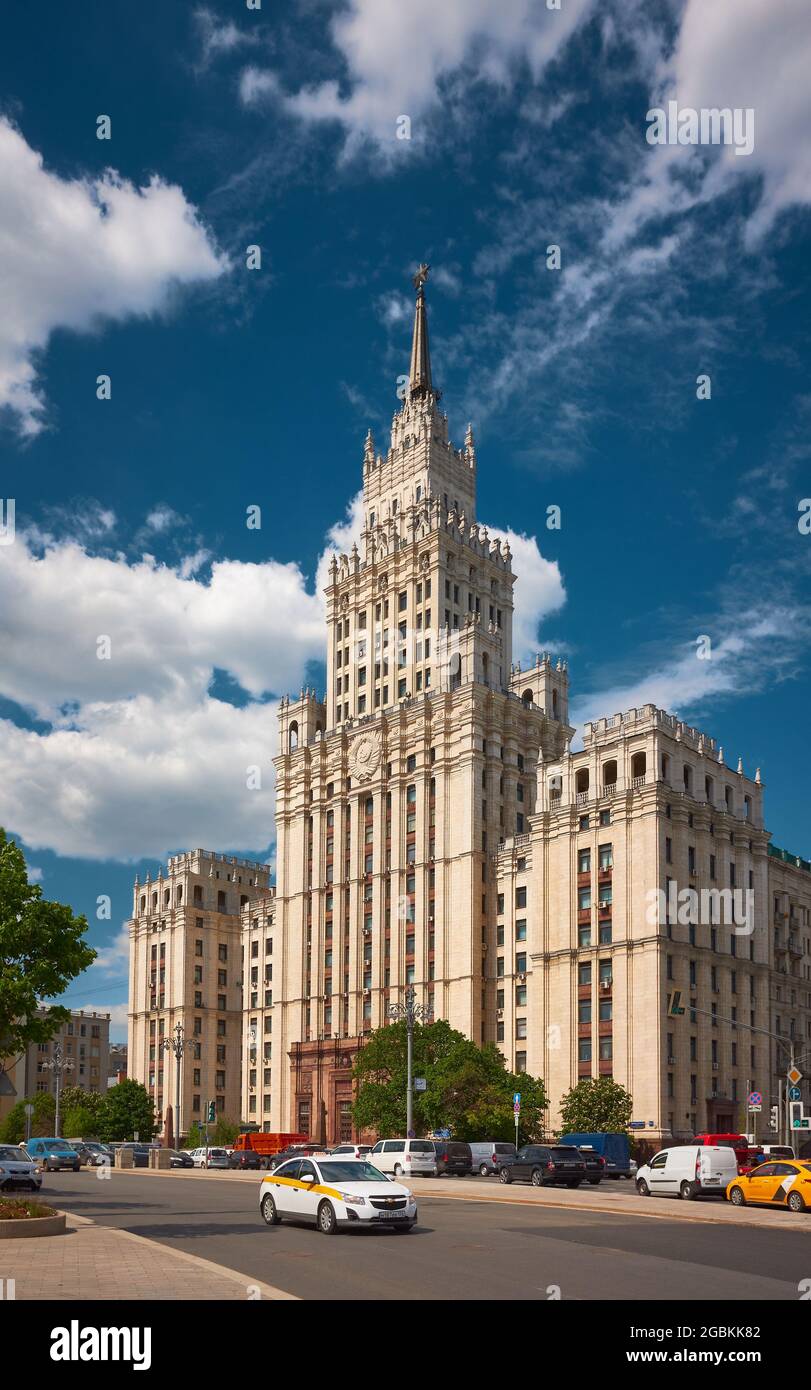 Stalinist architecture, hotel Leningradskaya, presently Hilton Moscow Leningradskaya, built in 1949-1954, landmark: Moscow, Russia - 26 May, 2021 Stock Photo