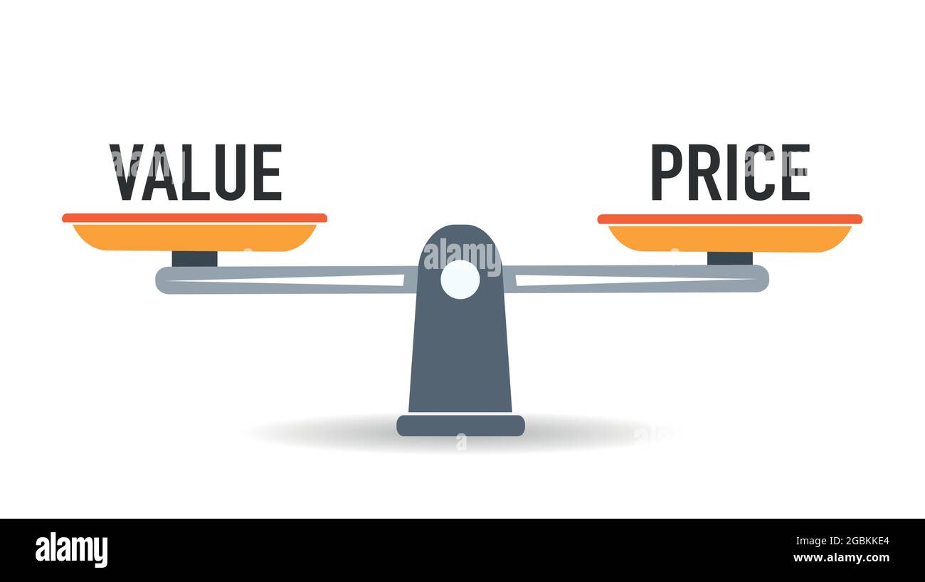Balance scale weight for price and value. Vector illustration Stock