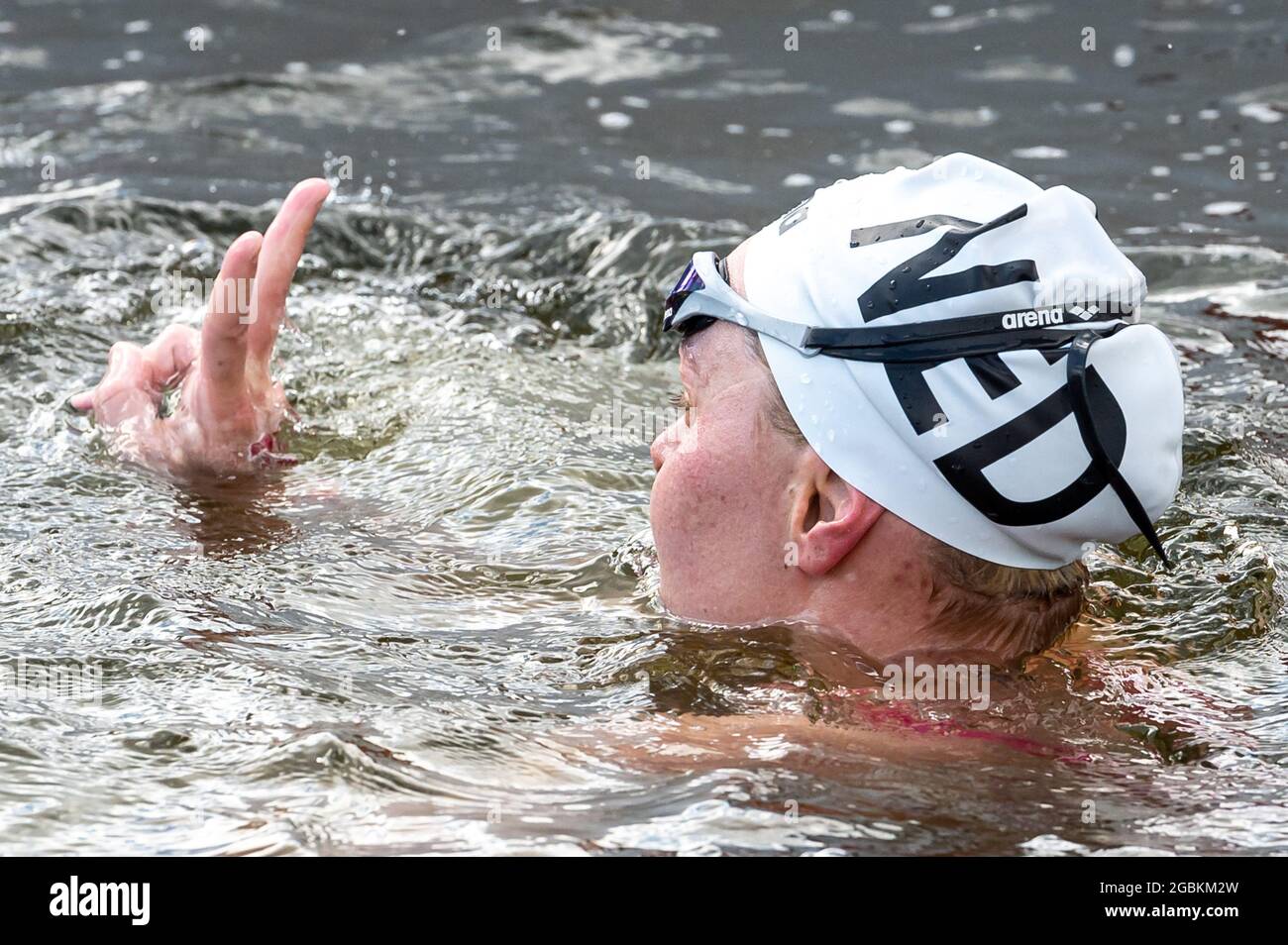 TOKYO, JAPAN - AUGUST 4: van ROUWENDAAL Sharon of the Netherlands after the race of the MARATHON SWIMMING - 10KM WOMEN at the Tokyo 2020 Olympic Games  at Odaiba Marine Park on August 4, 2021 in Tokyo, Japan (Photo by Giorgio Scala / Deepbluemedia / Insidefoto/Orange Pictures) Stock Photo