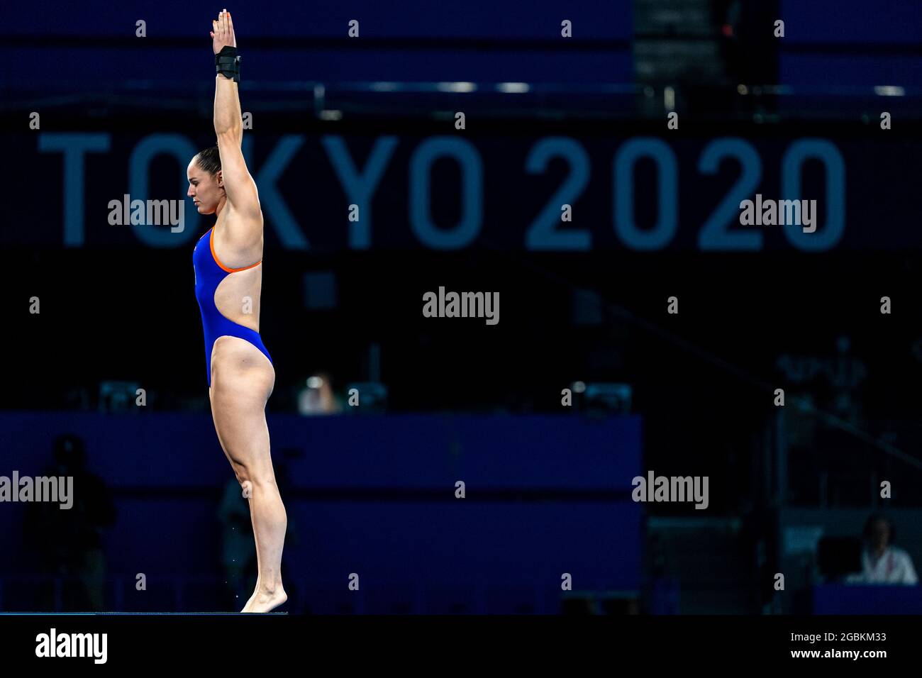 TOKYO, JAPAN - AUGUST 4: Van DUIJN Celine of the Netherlands competing during the WOMEN DIVING - 10 METRES PLATFORM PRELIMINARY at the Tokyo 2020 Olympic Games  at Aquatics Center on August 4, 2021 in Tokyo, Japan (Photo by Giorgio Scala / Deepbluemedia / Insidefoto/Orange Pictures) Stock Photo