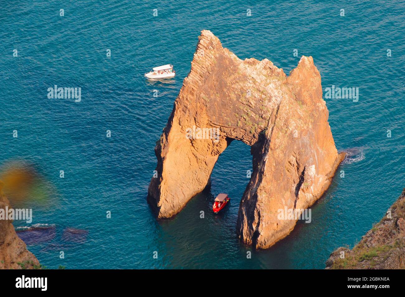 Famous Crimean Golden Gate Rock. Black Sea beautiful scenery. Nature ...
