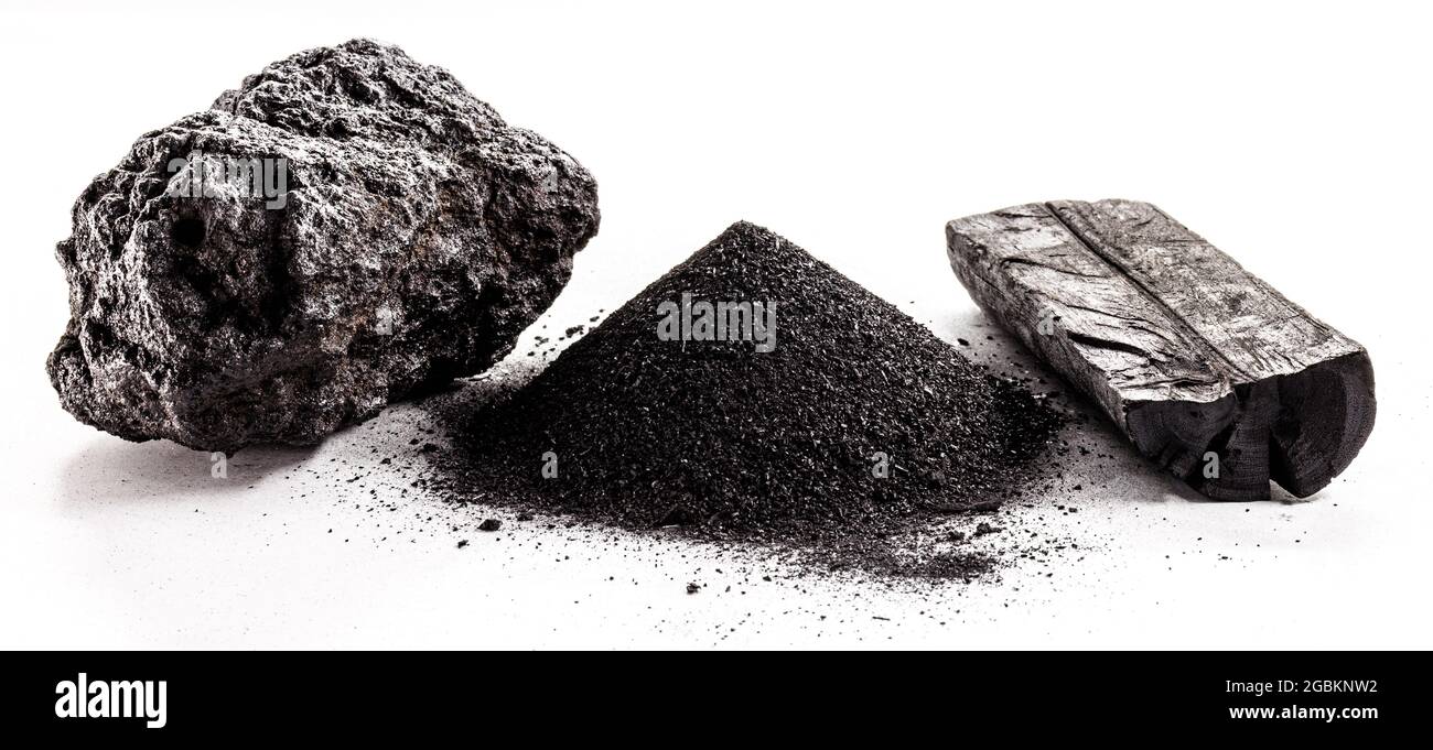 charcoal, coal dust and mineral coal on isolated white background Stock Photo Alamy