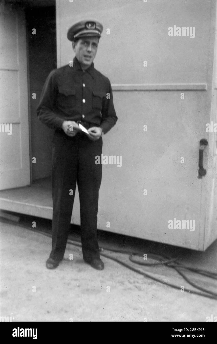 Humphrey Bogart Outside His Dressing Room On Set Candid Snapshot During