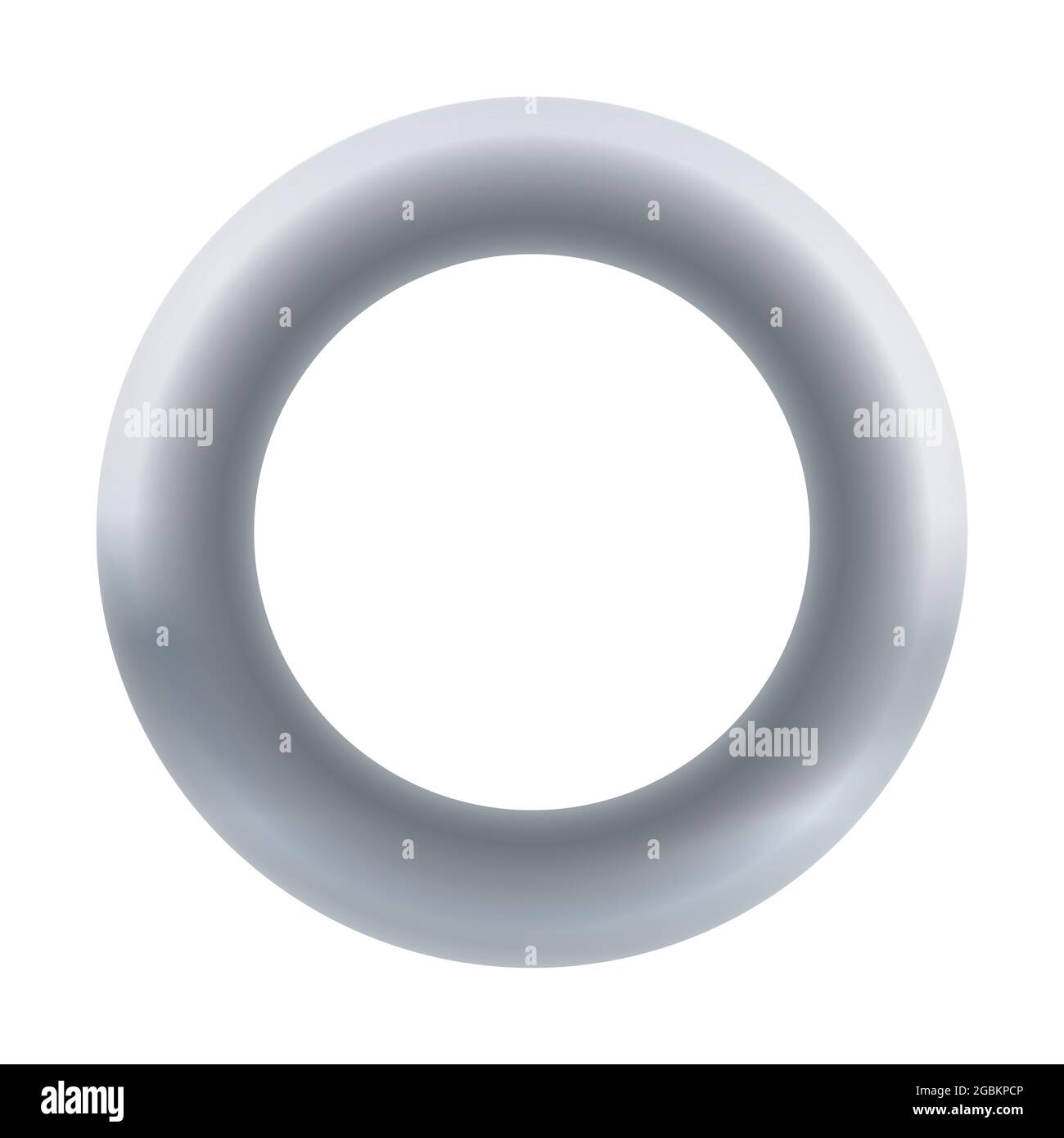 Iron ring, smooth polished metal steel torus, gray circle logo - illustration on white background. Stock Photo