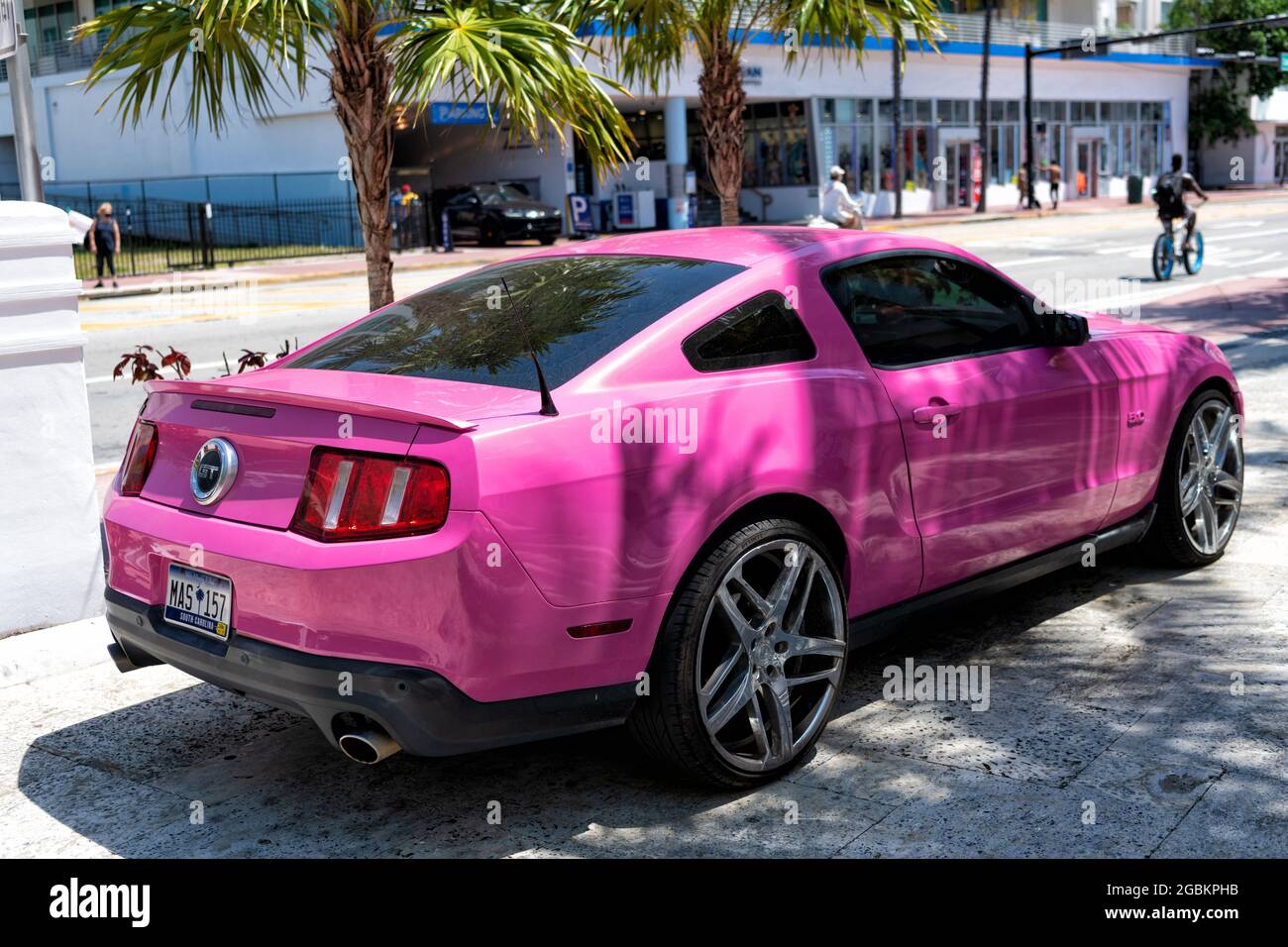 Los Angeles, California USA - April 14, 2021: ford mustang GT luxury pink  car parked back side view Stock Photo - Alamy